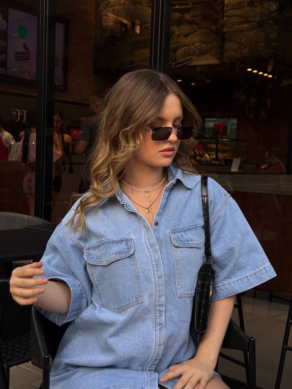 Denim charm dress One Five